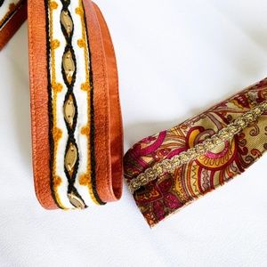Bundle! 2 Boho Style Floral embroidered Belts